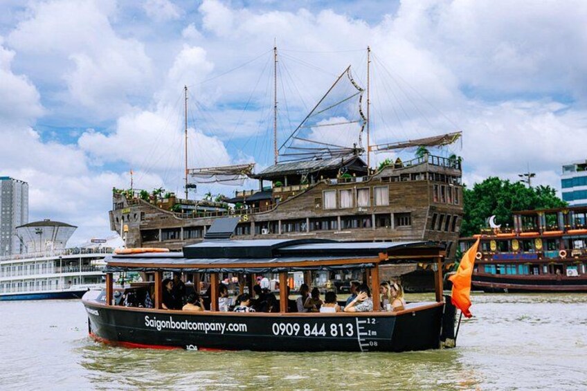 Passing by a restaurant boat 3