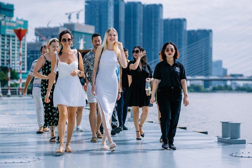 Guests & guide walking on the pier 2
