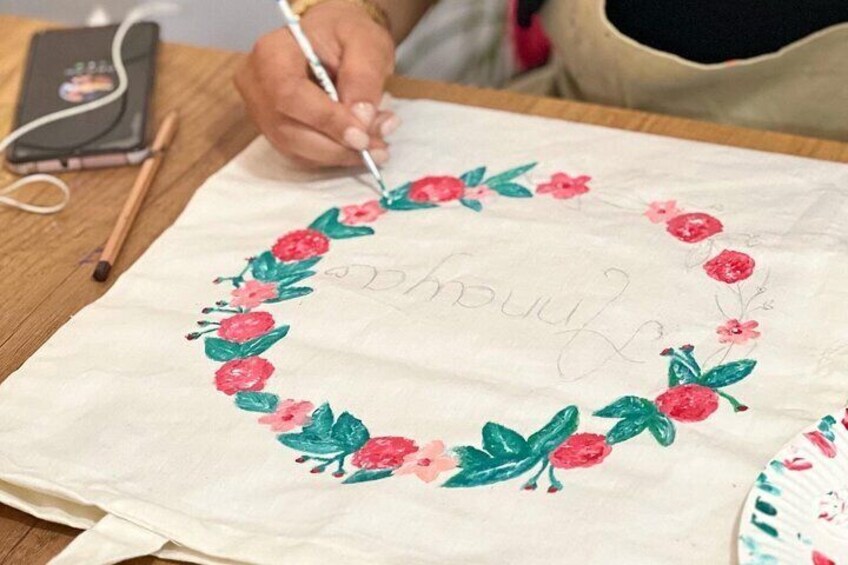 Flowers on totebag 