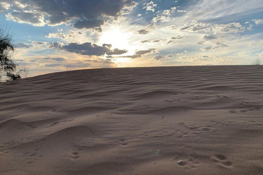 Paesaggio desertico con dune di sabbia e un tramonto. 3