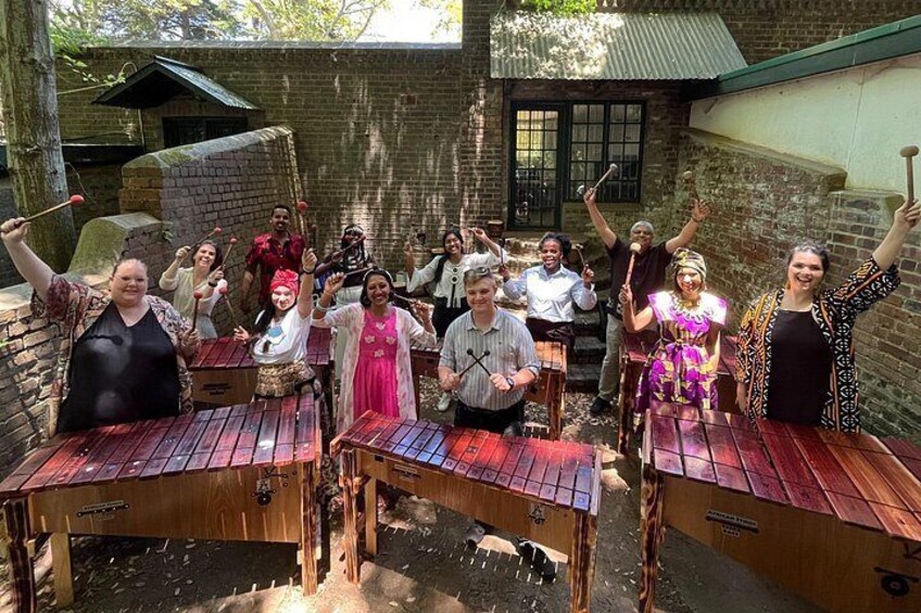 A group learning a song together! 4