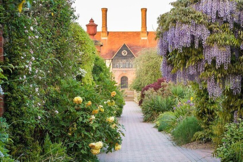 Wisteria in Spring next to walled Garden, RHS Garden Wisley