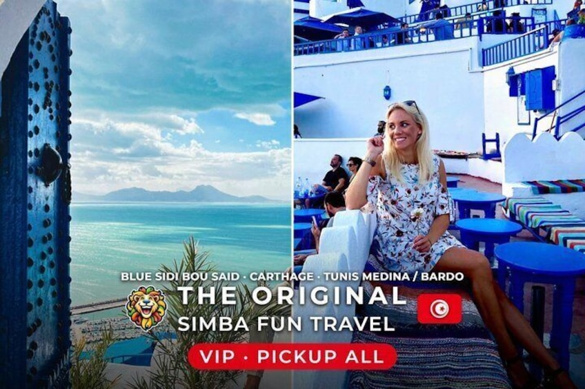 Fun VIP: Tunis Medina/Bardo + Sidi Bou Said + Carthage Pickup All 1