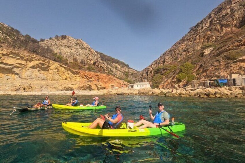 Kayak excursion to Cala de Moraig and Cala Llebeig and Cala Testos