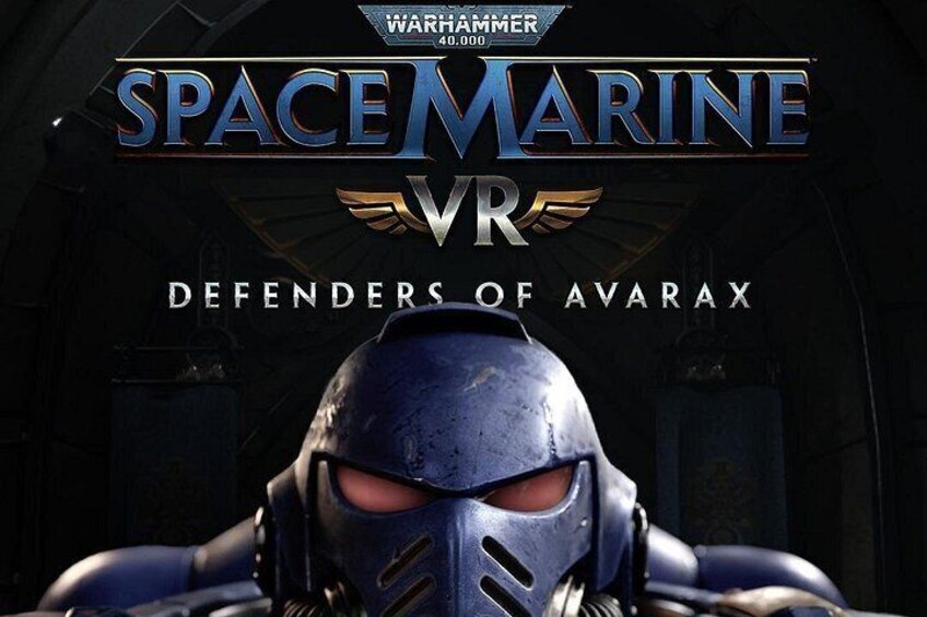 A Space Marine helmet with a visor, part of a Warhammer 40,000 game. 5