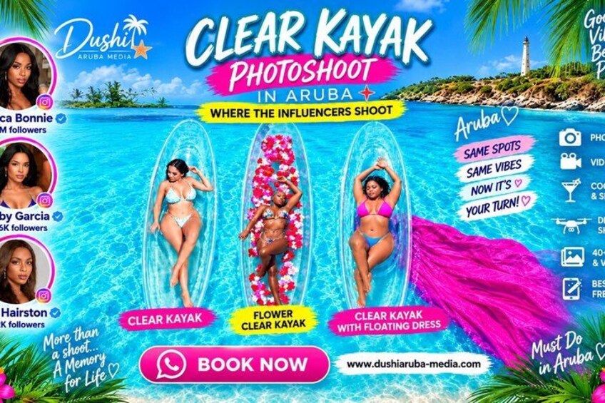 #1 Clear Kayak Aruba Photo and VideoShoot+24hr Edits+Free Coupons 2