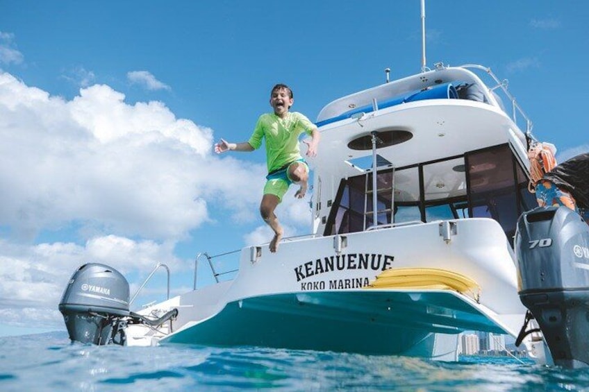 Jumping off the boat to make a splash 2