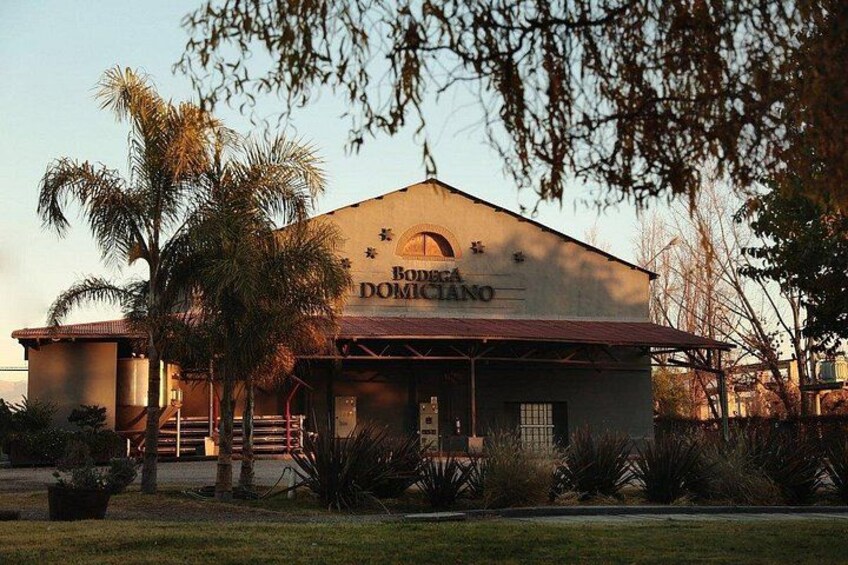 A building with a sign that reads 'Bodega Domingiano' surrounded by palm trees and shrubs. 4