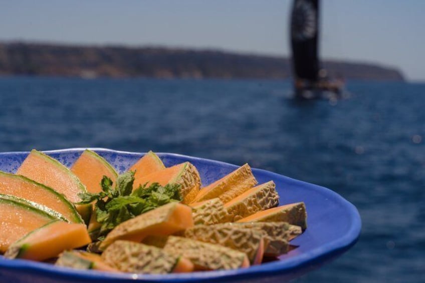 Catamaran sailing in Mallorca through the Bay of Palma with BBQ 4