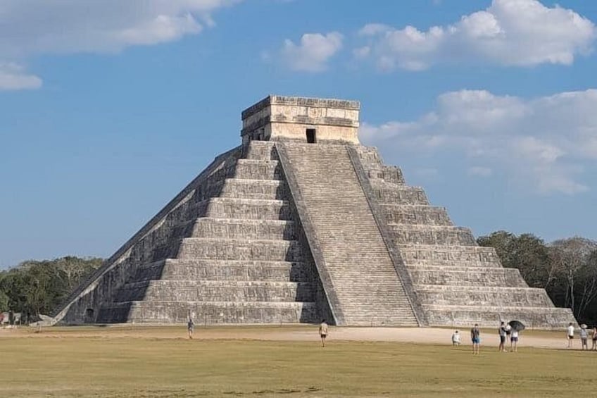 A large pyramid structure with a flat top and multiple steps. 1