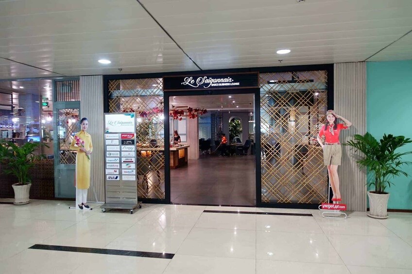 A business lounge with a sign reading "Le Saigonnais". 1