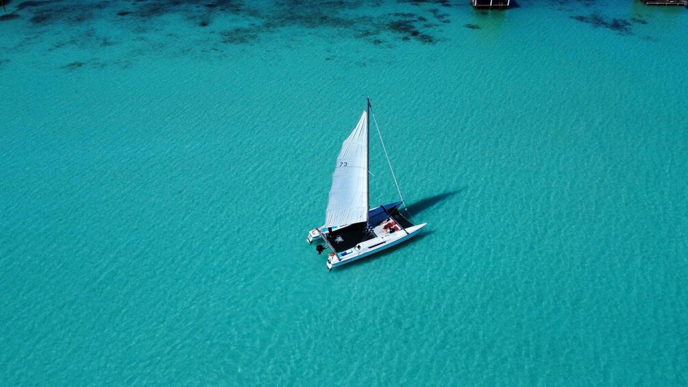 Picture 7 for Activity Bacalar: Group Catamaran Sailing Tour on the 7 Colors Lagoon 2