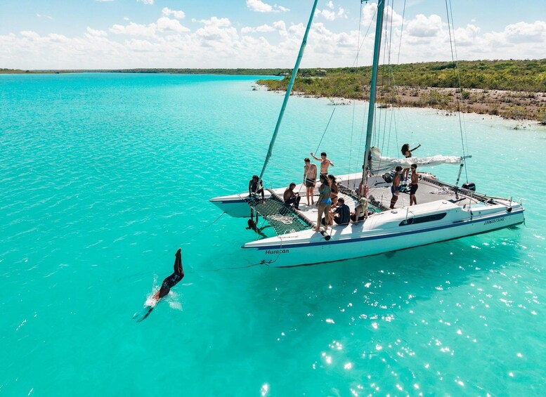 Picture 9 for Activity Bacalar: Group Catamaran Sailing Tour on the 7 Colors Lagoon 4