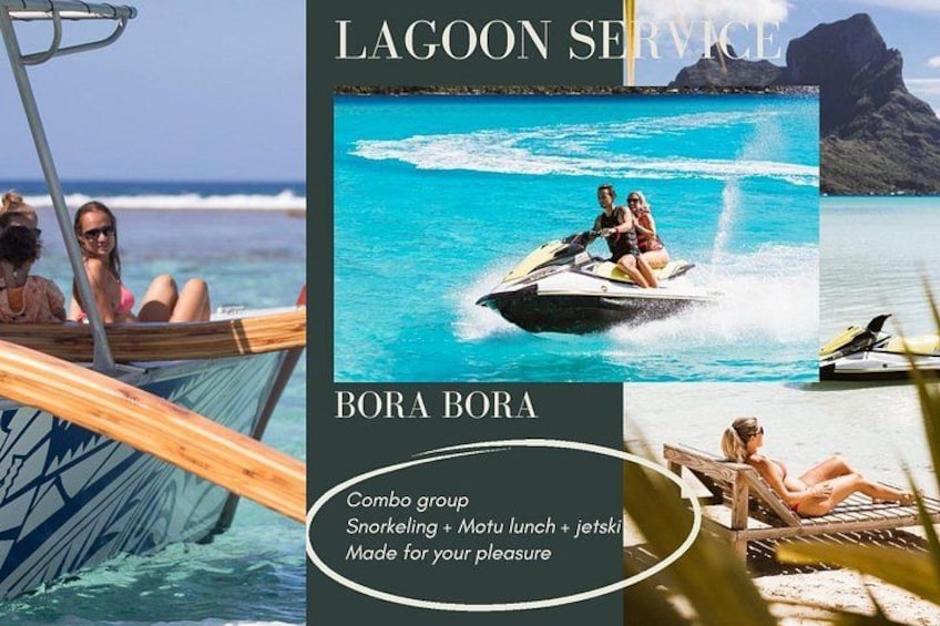 A lagoon service with a jet ski and a wooden boat. 1