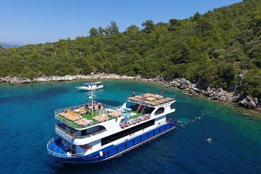 Full-Day Boat trip marmaris / Day trip by Glass bottom