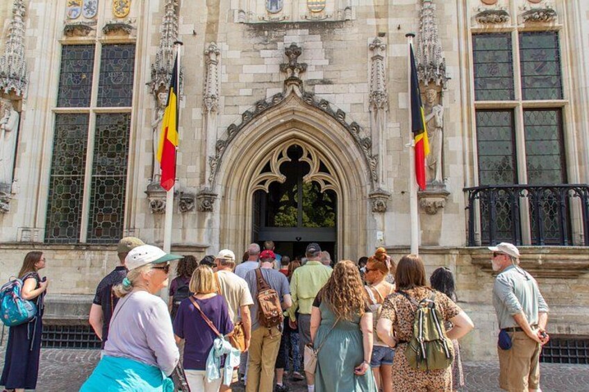 Heading into one of the oldest and most beautiful buildings of Bruges. 2