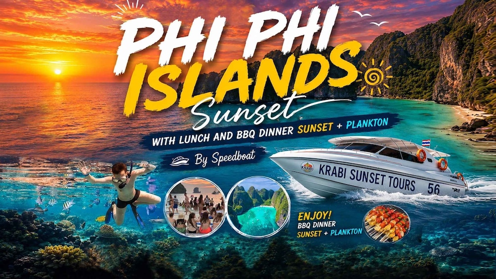 Krabi: Phi Phi Islands Sunset Tour with BBQ Dinner+Plankton 1