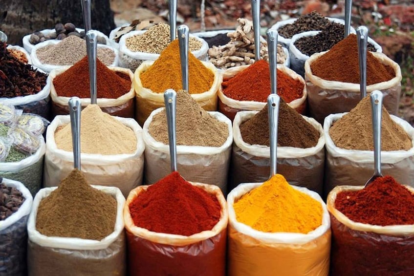 Various spices in sacks. 3