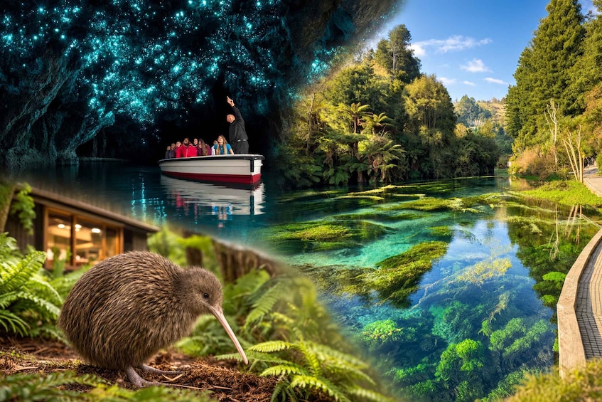 Auckland to Waitomo Glowworms, Blue Springs & Kiwi House 2