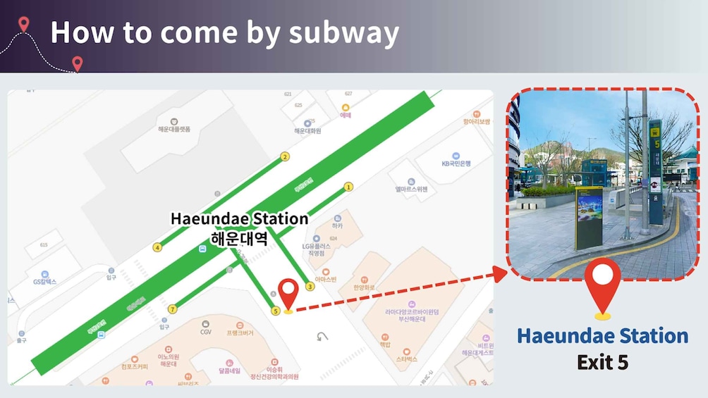 A map with a subway station and its exit. 2