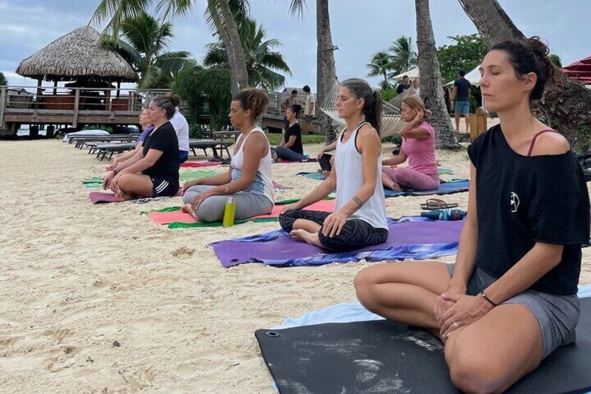 Group Yoga class in paradise