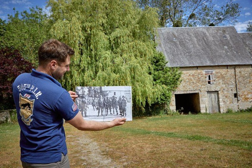Marmion Farm, 'before/after' photo of the American paratroopers who rested there 3
