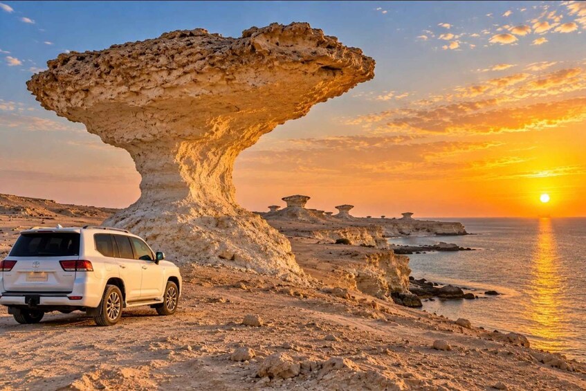 West Qatar tour to Richard Sierra sculpture,Umbrella Rock 1