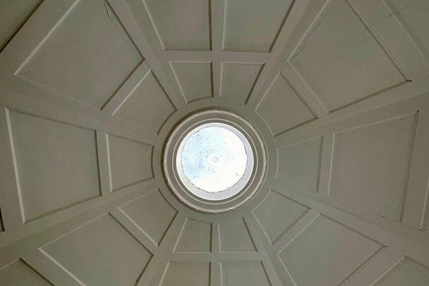 The sunlight and ceiling of Monticello's Dome Room 2
