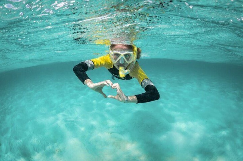 A person scuba diving underwater. 1