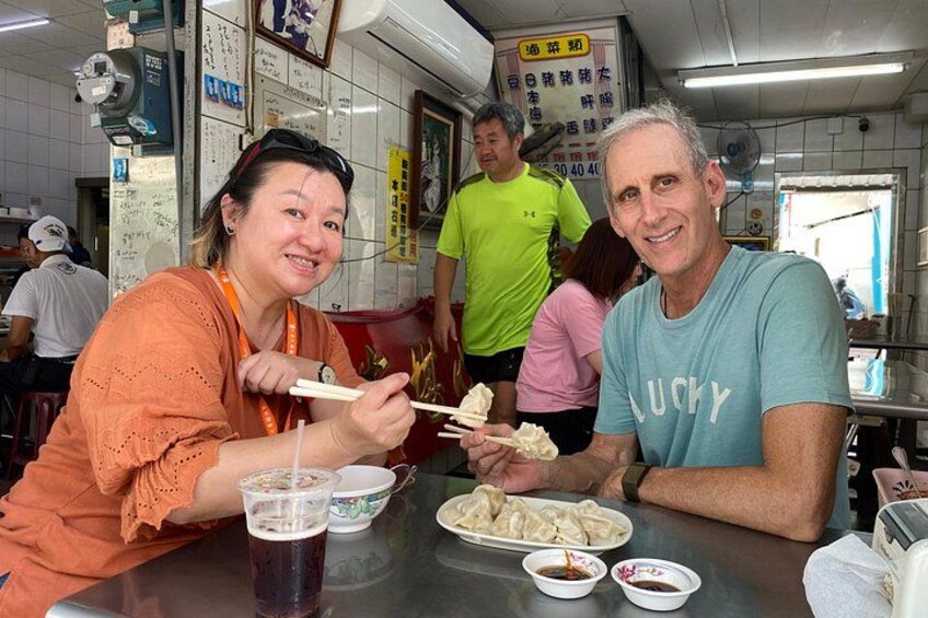 Enjoy our lunch --mouth watering dumpling. 3