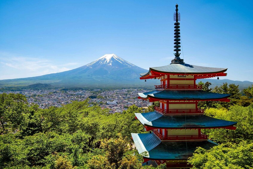 A pagoda with a mountain in the background. 3