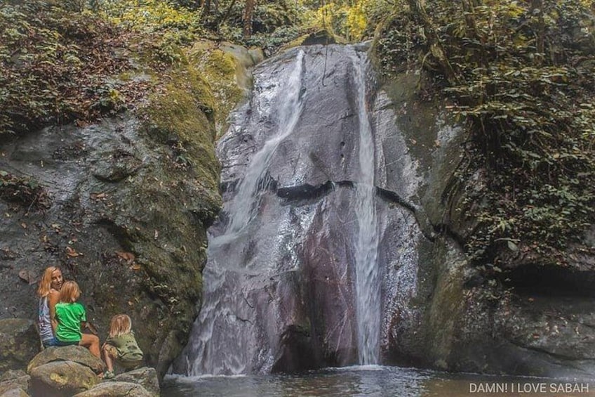 Una cascada se precipita por un risco rocoso rodeado de follaje. 4