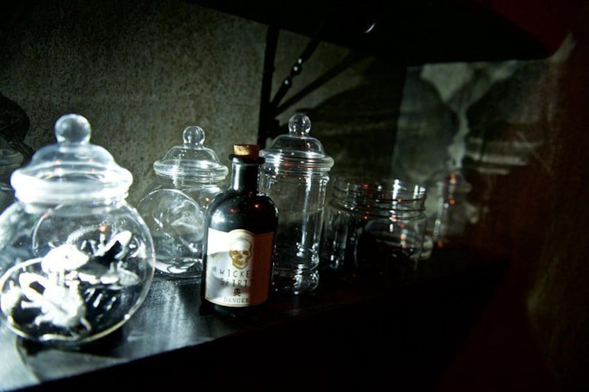 Potions bottles in the Merlin's Magic Academy escape room 2