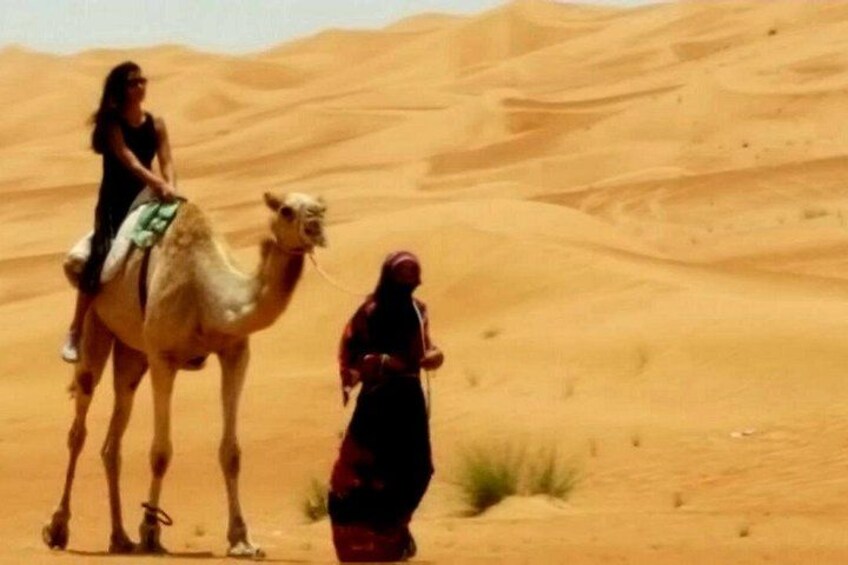 A camel with a rider in a desert. 1