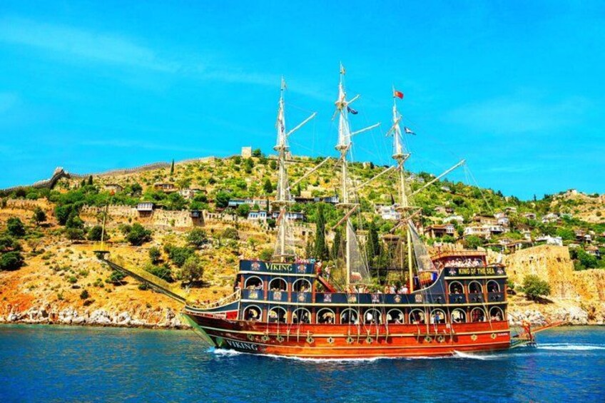 A Viking ship sailing on a clear day. 5