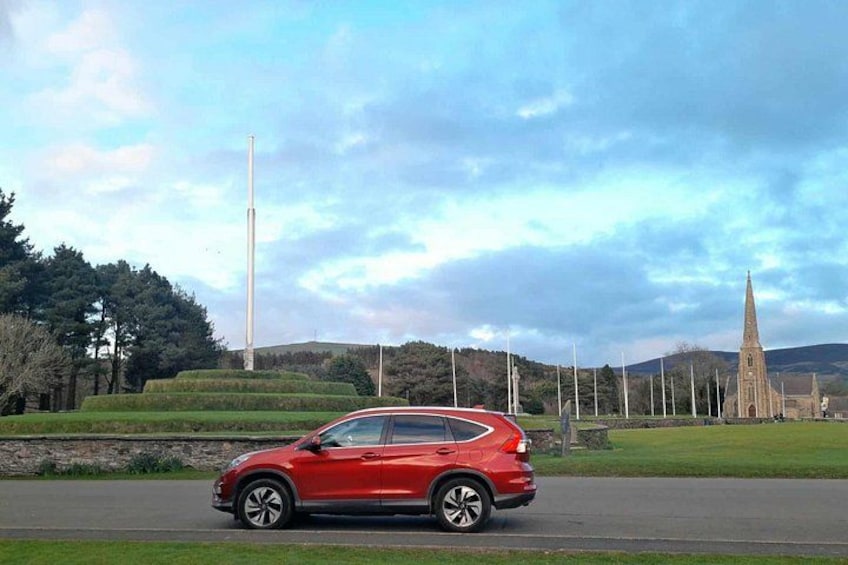 Tynwald Hill and Chapel with Louise's Honda CR-V red car 1