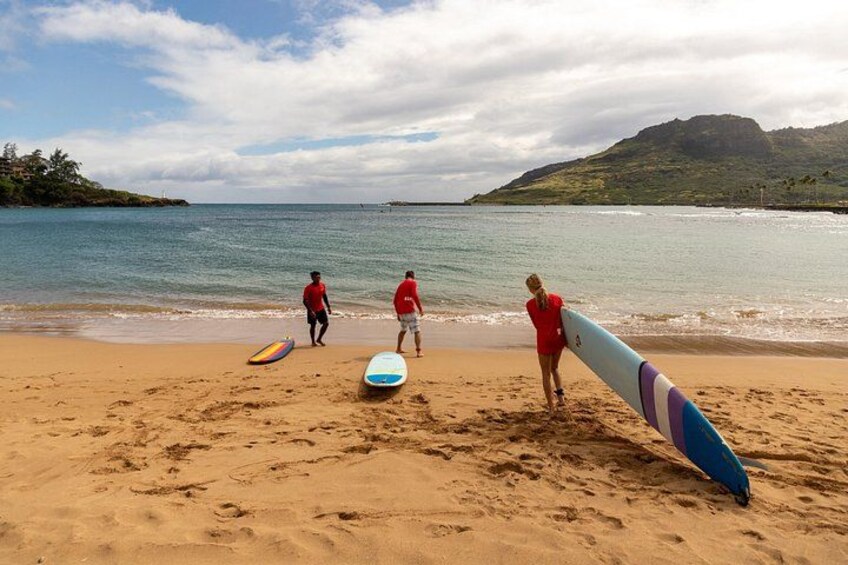 Group Surf Lesson at Kalapaki Beach 3