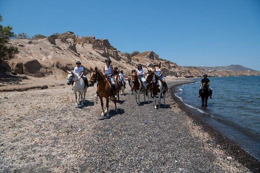 Secluded Black Beach Horseback Riding Tour in Santorini 4