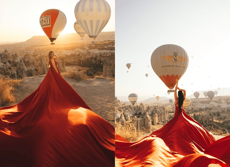 Picture 9 for Activity Göreme: Cappadocia Satin Flying Dress Rental 4
