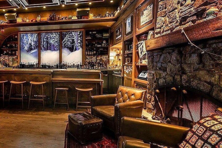Hidden ski lodge behind an unmarked brown door 3