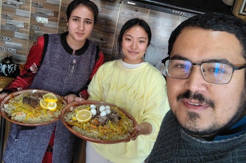 Authentic! Cooking TWO MEALS (plov+1 more) and Visit Bread Baking 1
