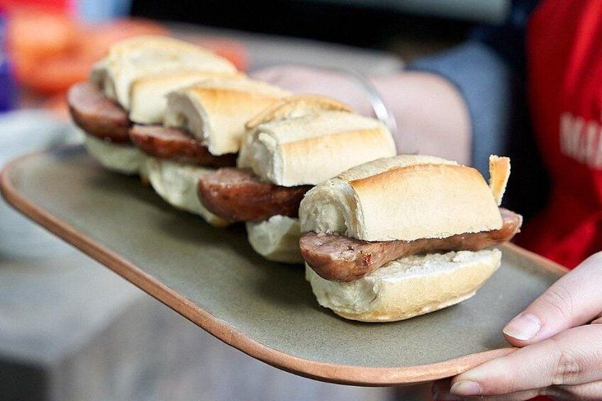 Authentic Choripan,Pork sausage sandwich,you decide Criolla or Chimichurri Sause. 5