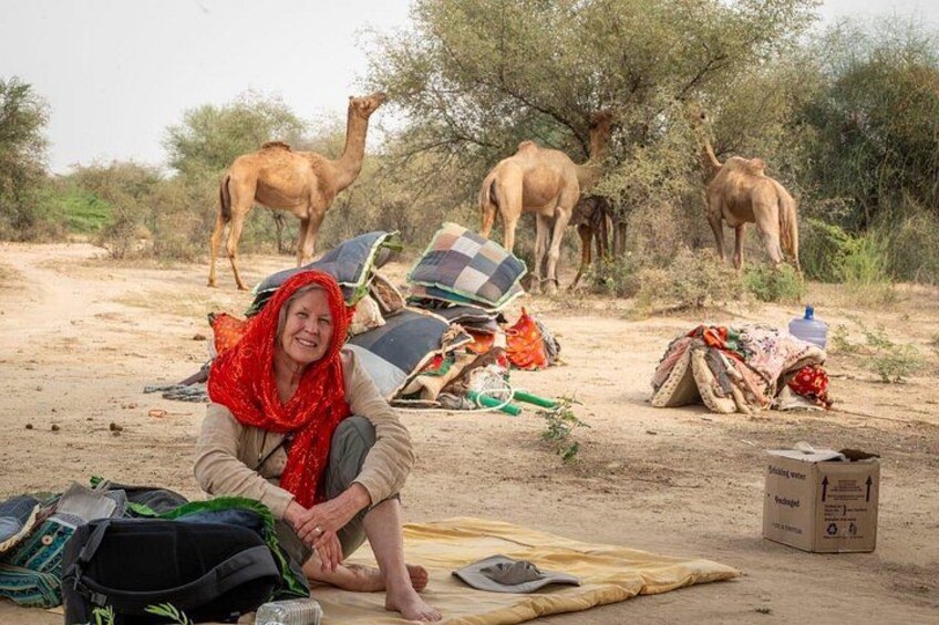 after longer camel ride stop for lunch. 2