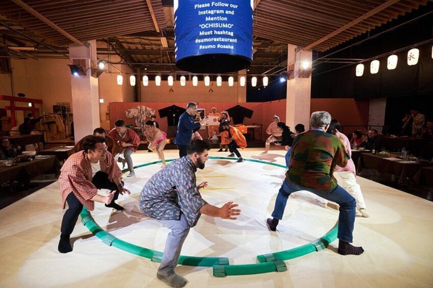 Join the wrestlers on the dohyō for a fun sumo training experience. 2