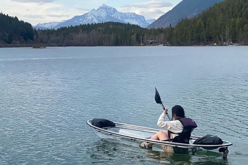Girl Clear Kayaking in Lake 5 near Glacier Park 5