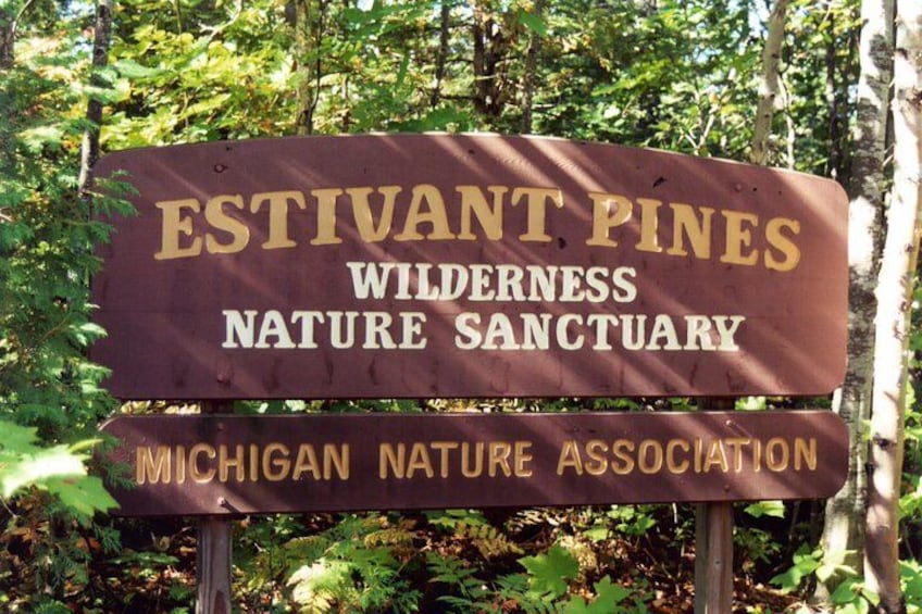Un panneau indiquant l’entrée de la réserve naturelle d’Estivant Pines, gérée par la Michigan Nature Association. 5