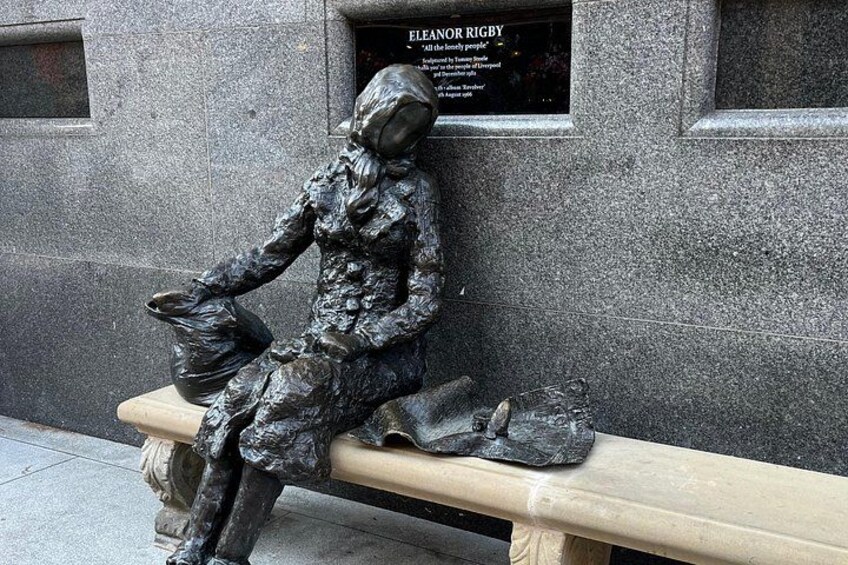 Eleanor Rigby sits proud on her bench in Liverpool. 2