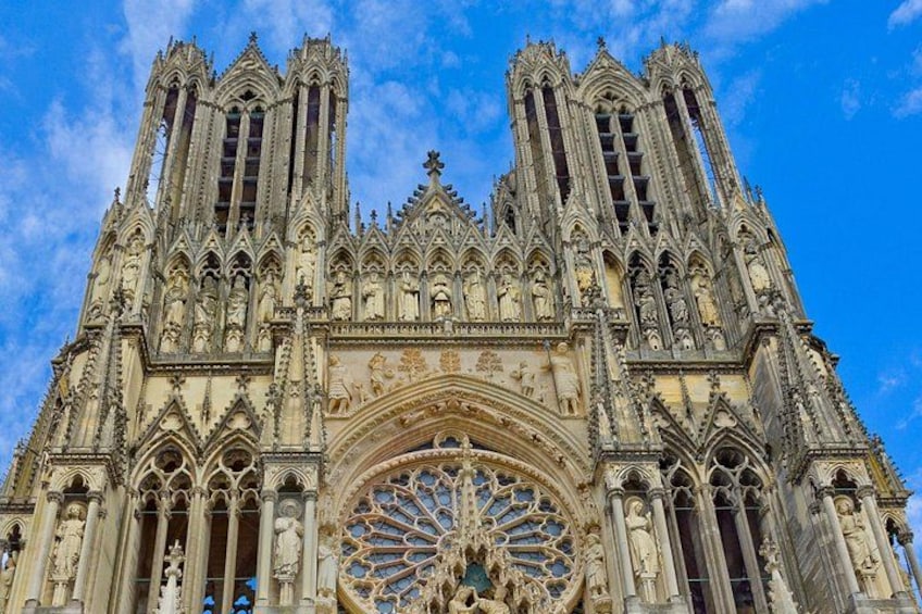 A Gothic cathedral with intricate architecture, including pointed arches and detailed stonework. 2