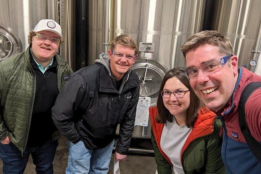 Rich and guests on the brewery tour at Mountains Walking Brewery on the Bozeman Brewery Hop 1