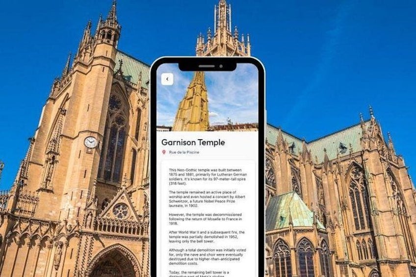 A smartphone displaying information about the Garnison Temple. 5